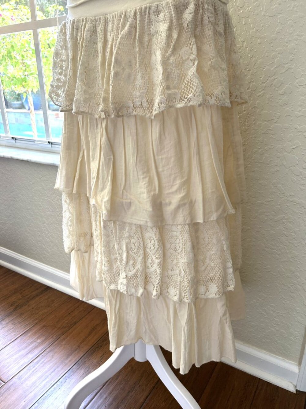 NDS Cream Cotton & Lace Tiered Convertible Dress/Skirt - Picture 4 of 6